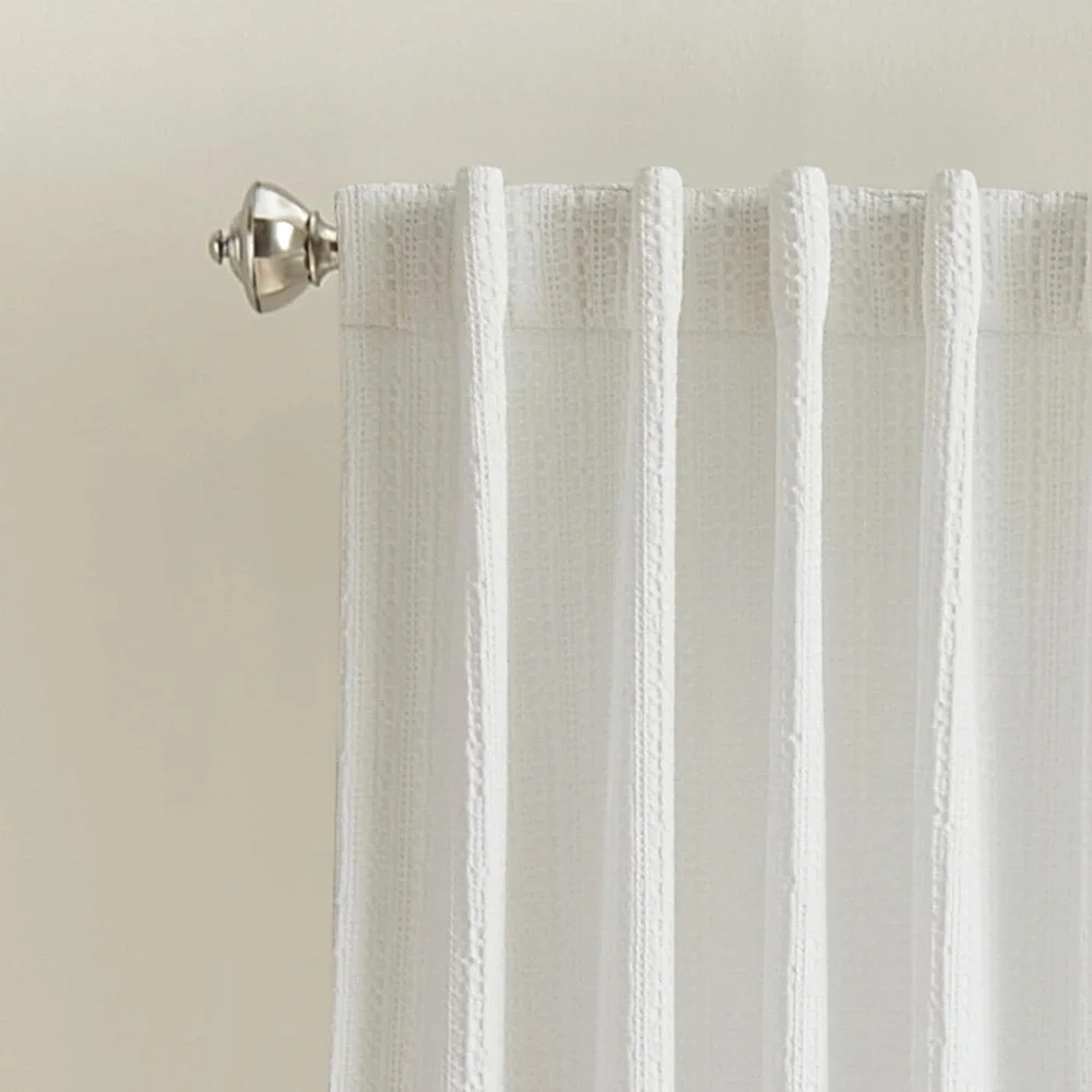 DKNY Pure Donna waffle stripe textured Curtains - White - set of 2 - 50
